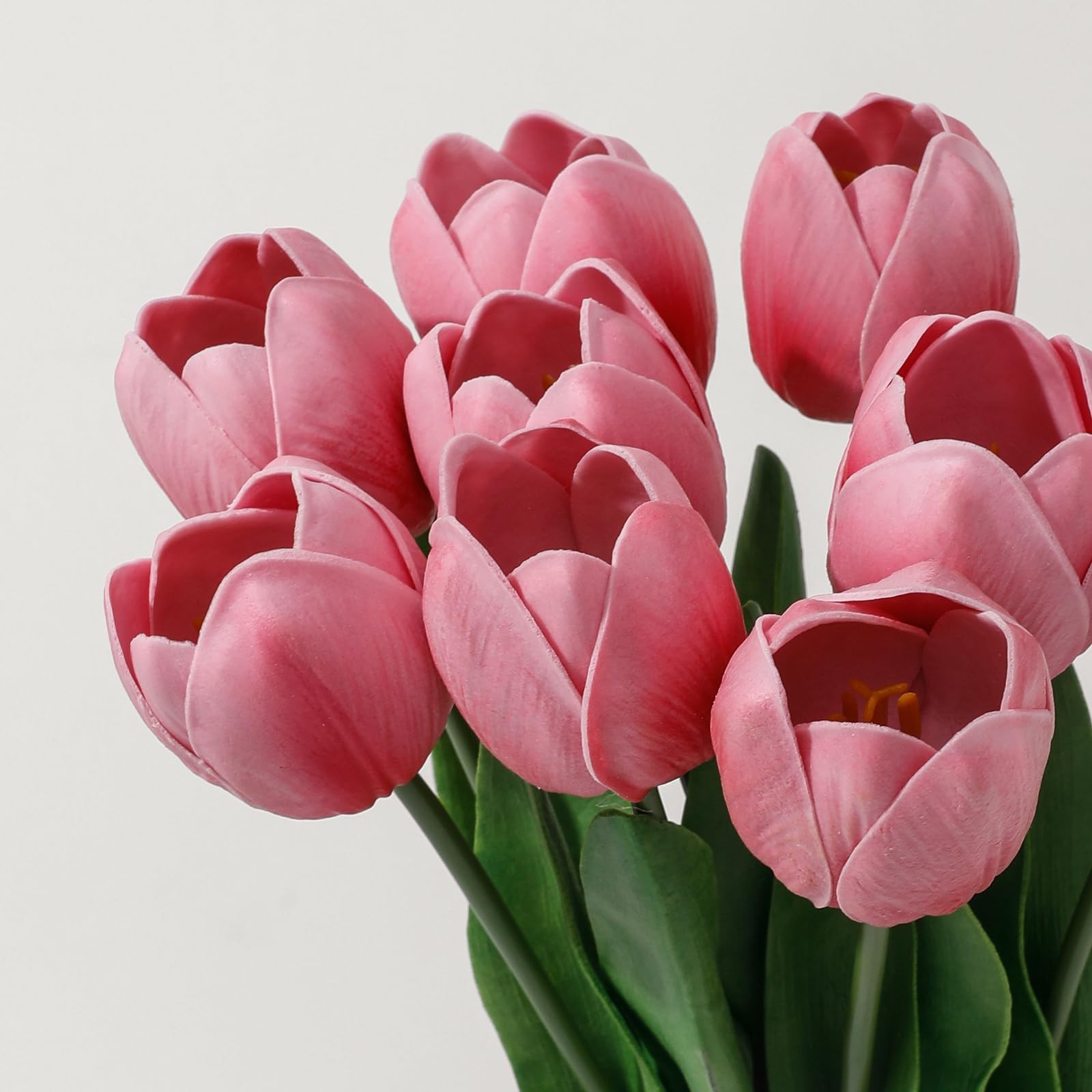 Pink PU Artificial Tulips 18.5 Inch Fake Flowers Wedding Bouquet Decor