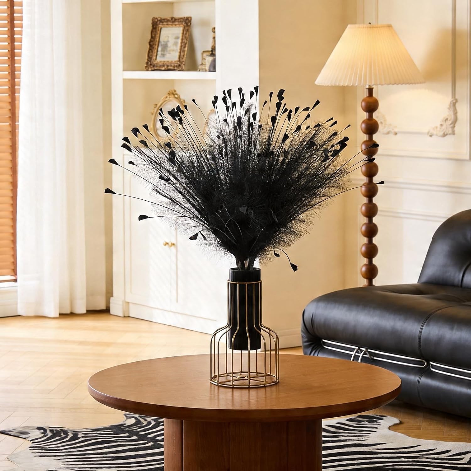 Black Pampas Grass Decor 4pcs 25 Inch Faux Pampas Grass ， Artificial Pampas f…