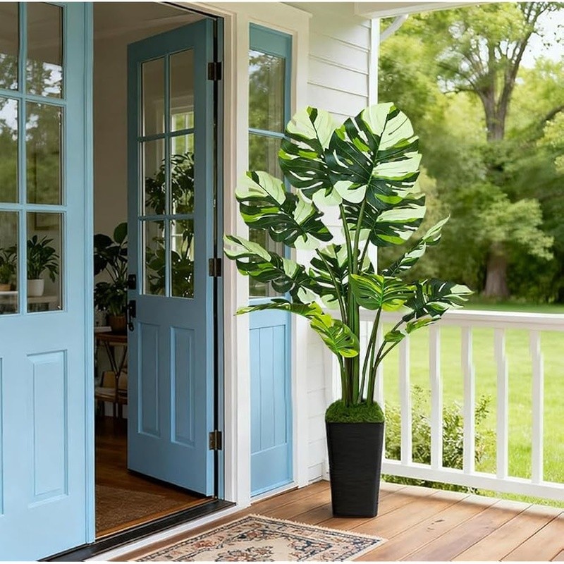 5ft Faux Monstera Tree Realistic Leaves Indoor Outdoor Decor No Maintenance New