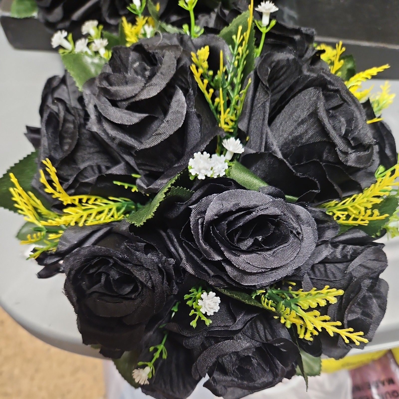 NUPTIO Black Roses Artificial Flowers Pcs of 6 Fake Flower Bouquet Black