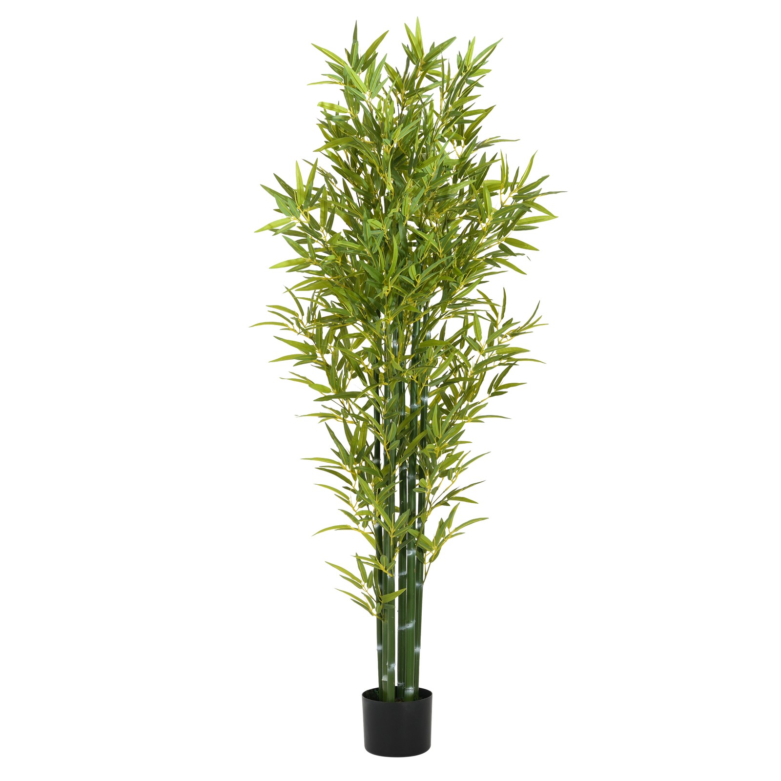 Set of 2 Artificial Bamboo Plants in Pots, Lucky Faux Greenery Decor