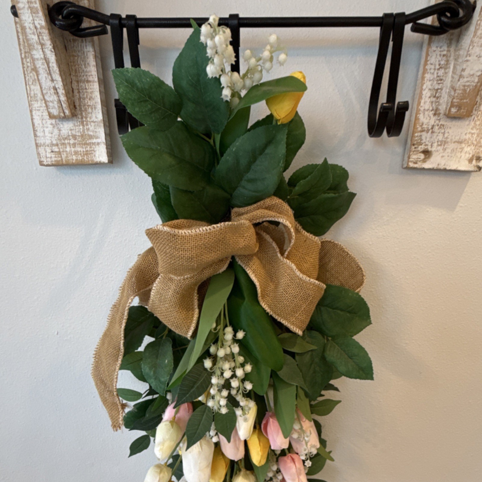Artificial Tulip Flower Swag Wall Decor Spring Floral Pink Yellow White Green