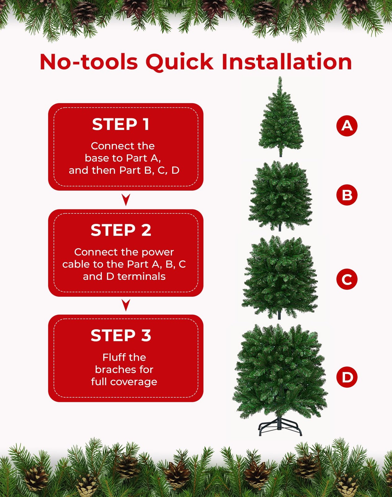 9FT Smart Pencil Christmas Tree with 550 LED Lights – App Control DIY Colors