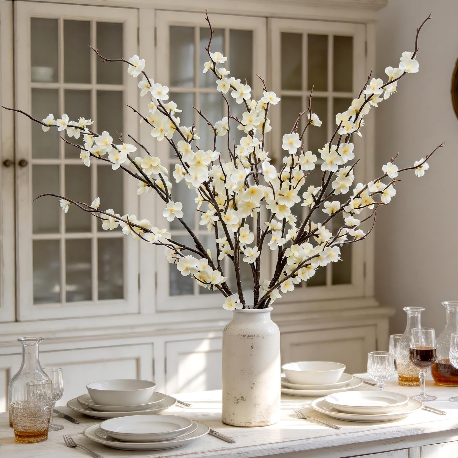 Cherry Blossom Branches 39 Inch 6PC White Cheery Blossom Branches for Decor