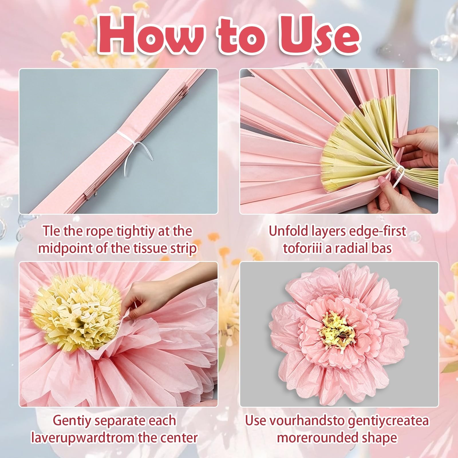 6 Pcs 31.5″ & 23.6″ Pink Giant Tissue Flowers, Boho Large Pom Pom Wall Decor …