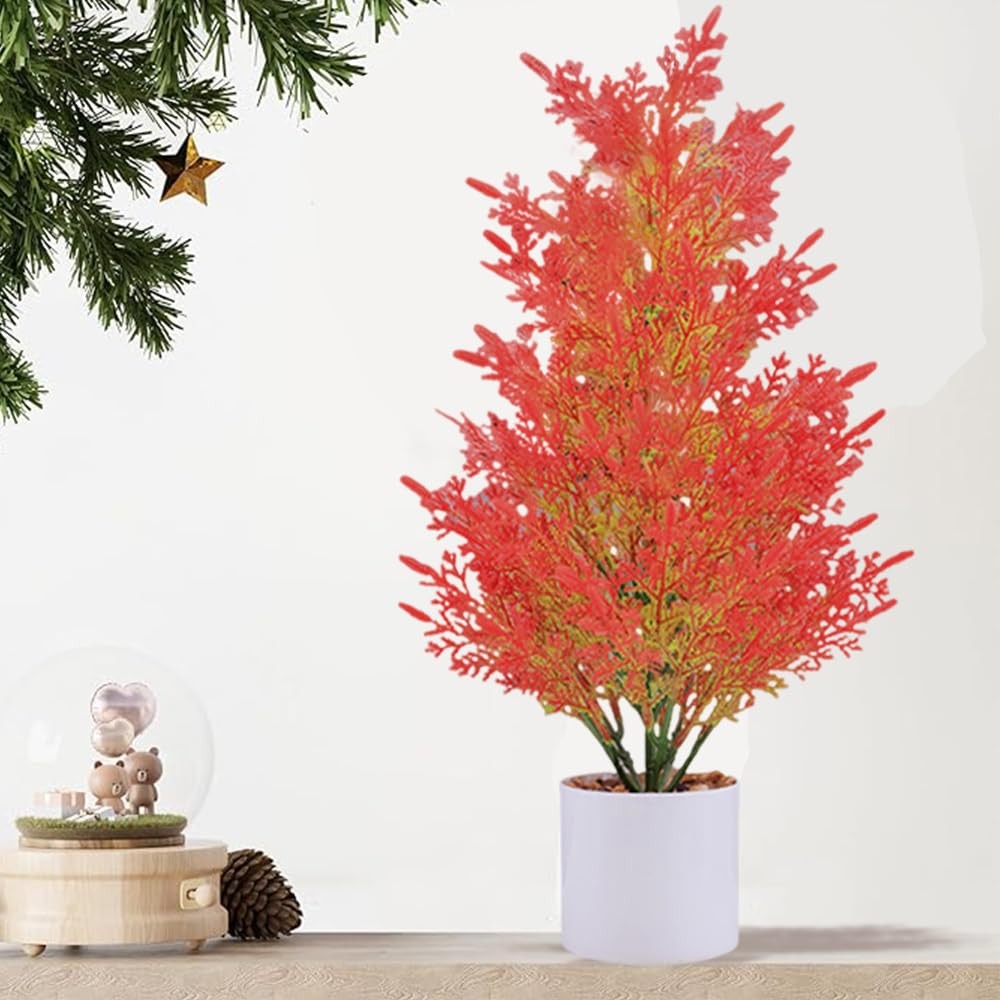 Artificial Fall Pine Trees Small Fake Plants,Table Top Christmas Tree Ornamen…