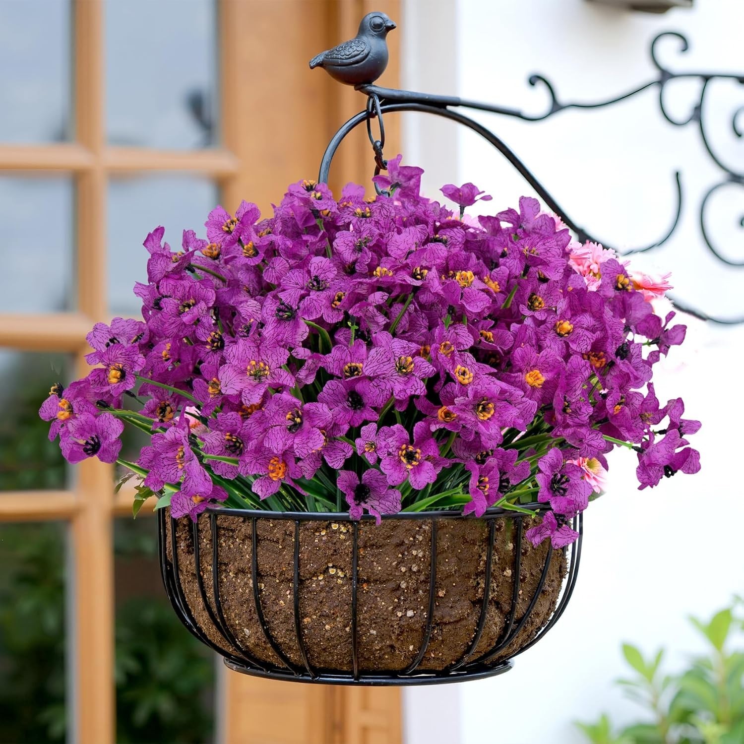 24 Bundles Artificial Flowers for Outdoors Decoration, UV Resistant Purple Si…