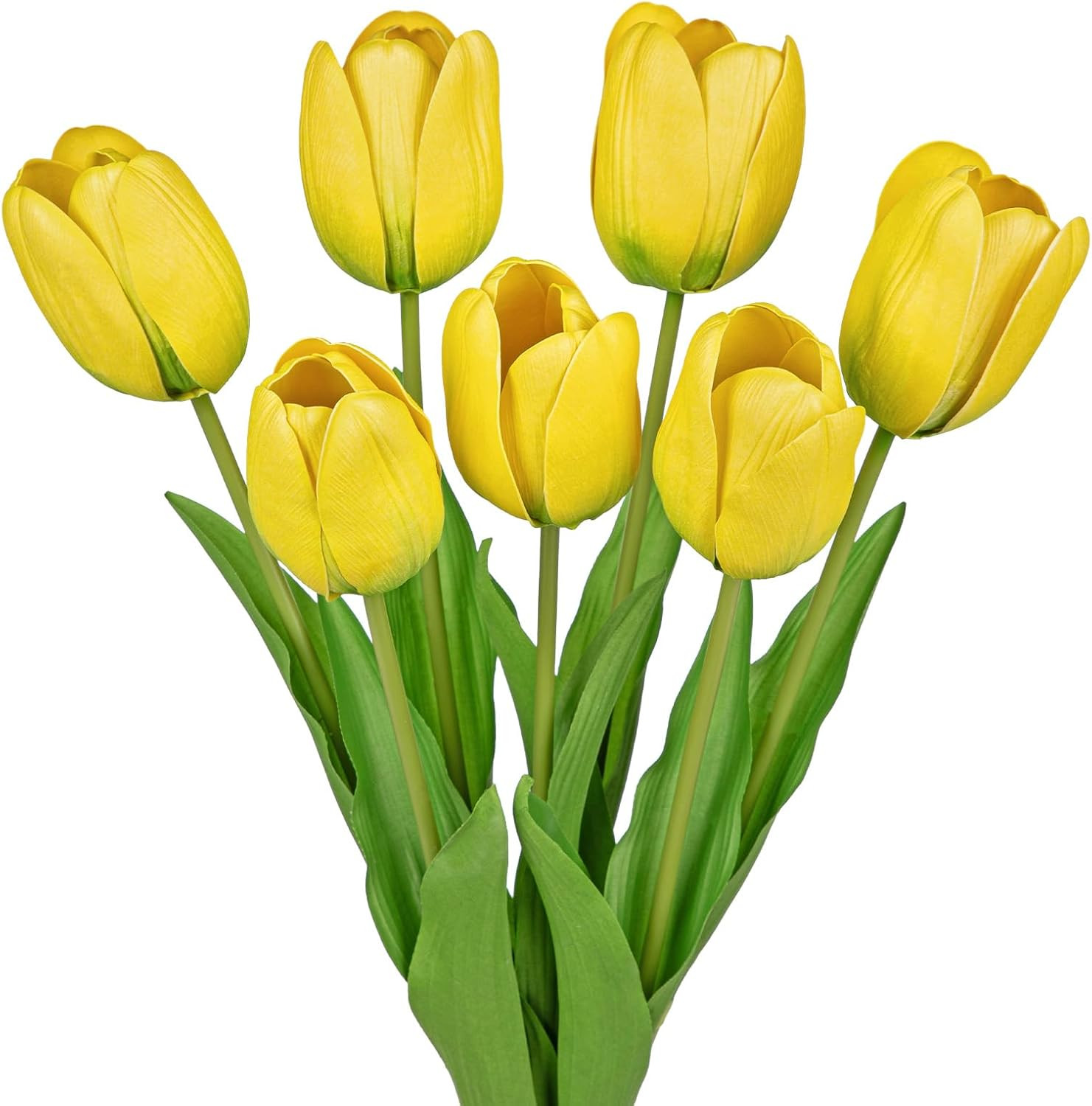 Artificial Tulips Flowers – 20″ Long Stem Faux Tulips, 10PCS Real Touch Fake Whi