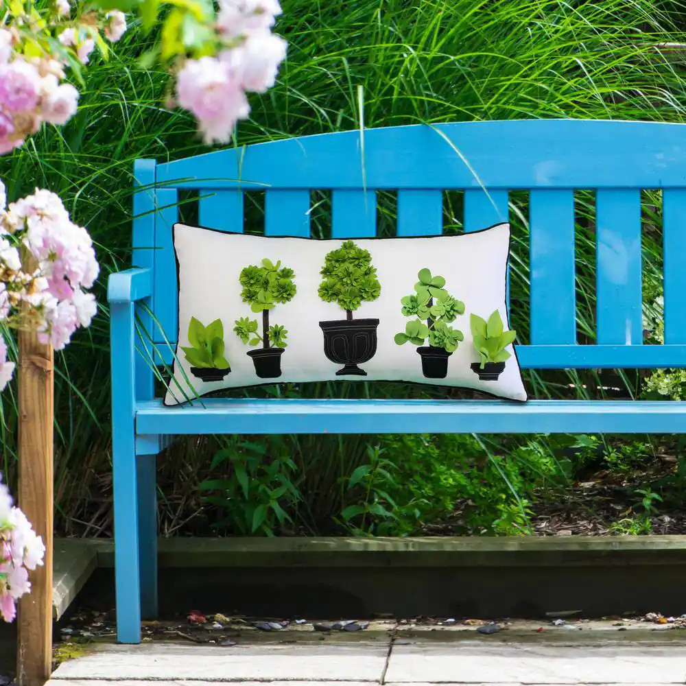 Multi-Colored Dimensional Potted Topiary with Embroidery Indoor/Outdoor 13 X 25