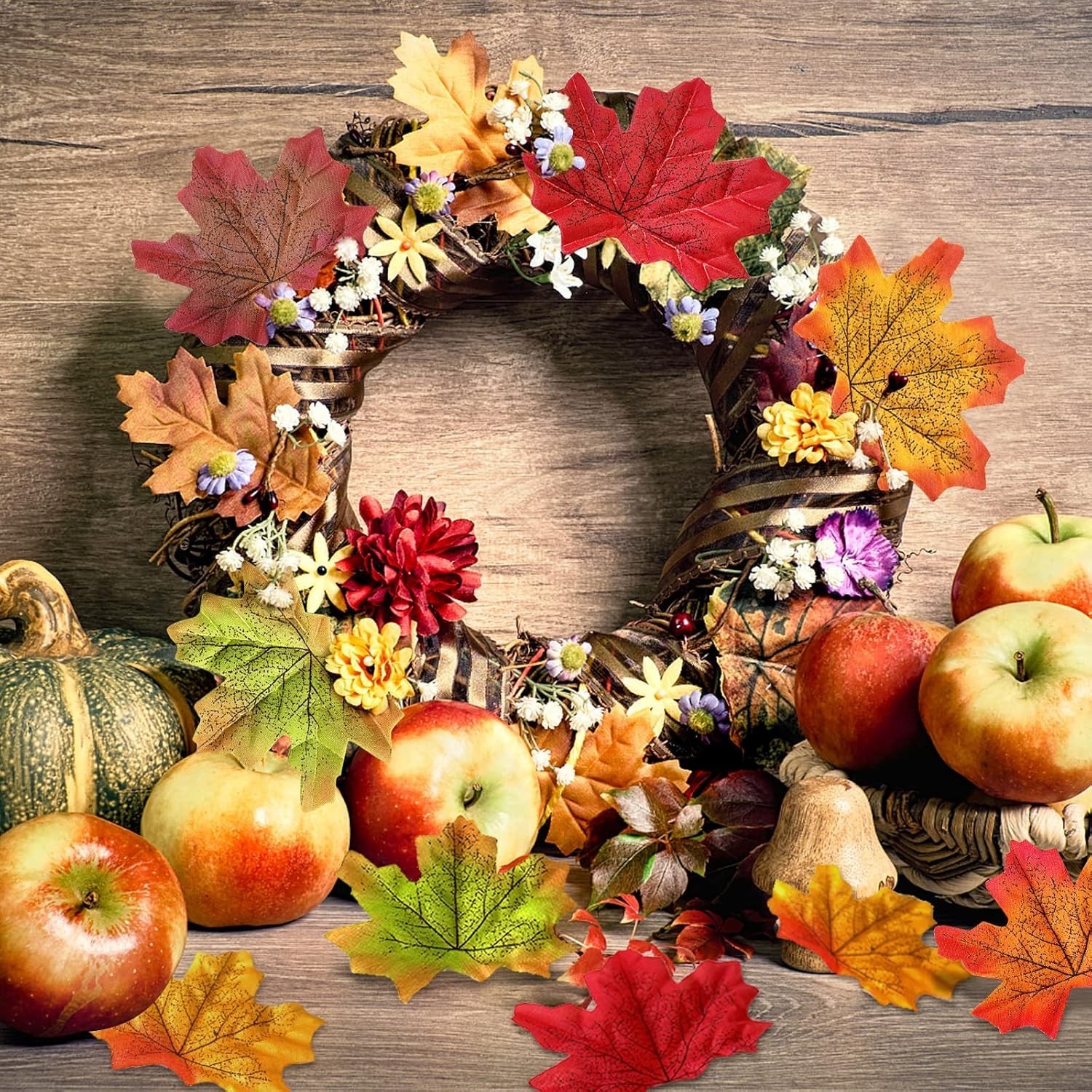 Fake Fall Maple Leaves, 300PCS Artificial Fall Leaves Faux Autumn Leaves for …
