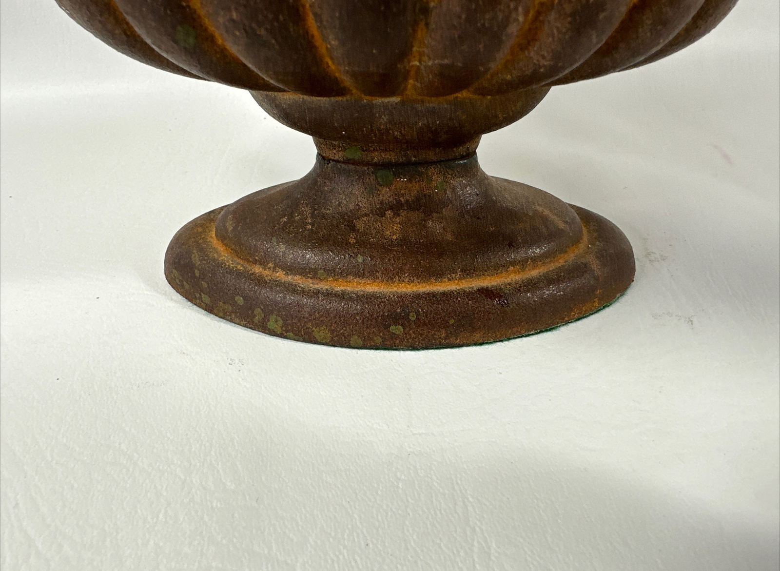 Vintage Rare Artificial Lemon Arrangement In A Cast Iron Vase Bass Green Bottom