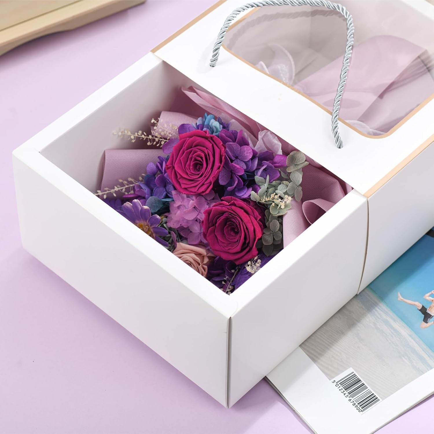 Handcrafted Preserved Flower Bouquet in Elegant Packaging – Perfect Gift for Her