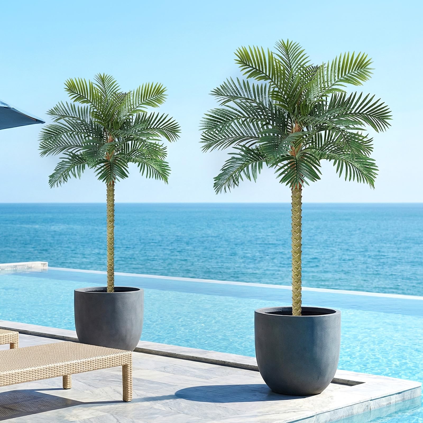 8FT Artificial Palm Tree for Outdoor & Indoor Decor – Tall Large UV Resistant…