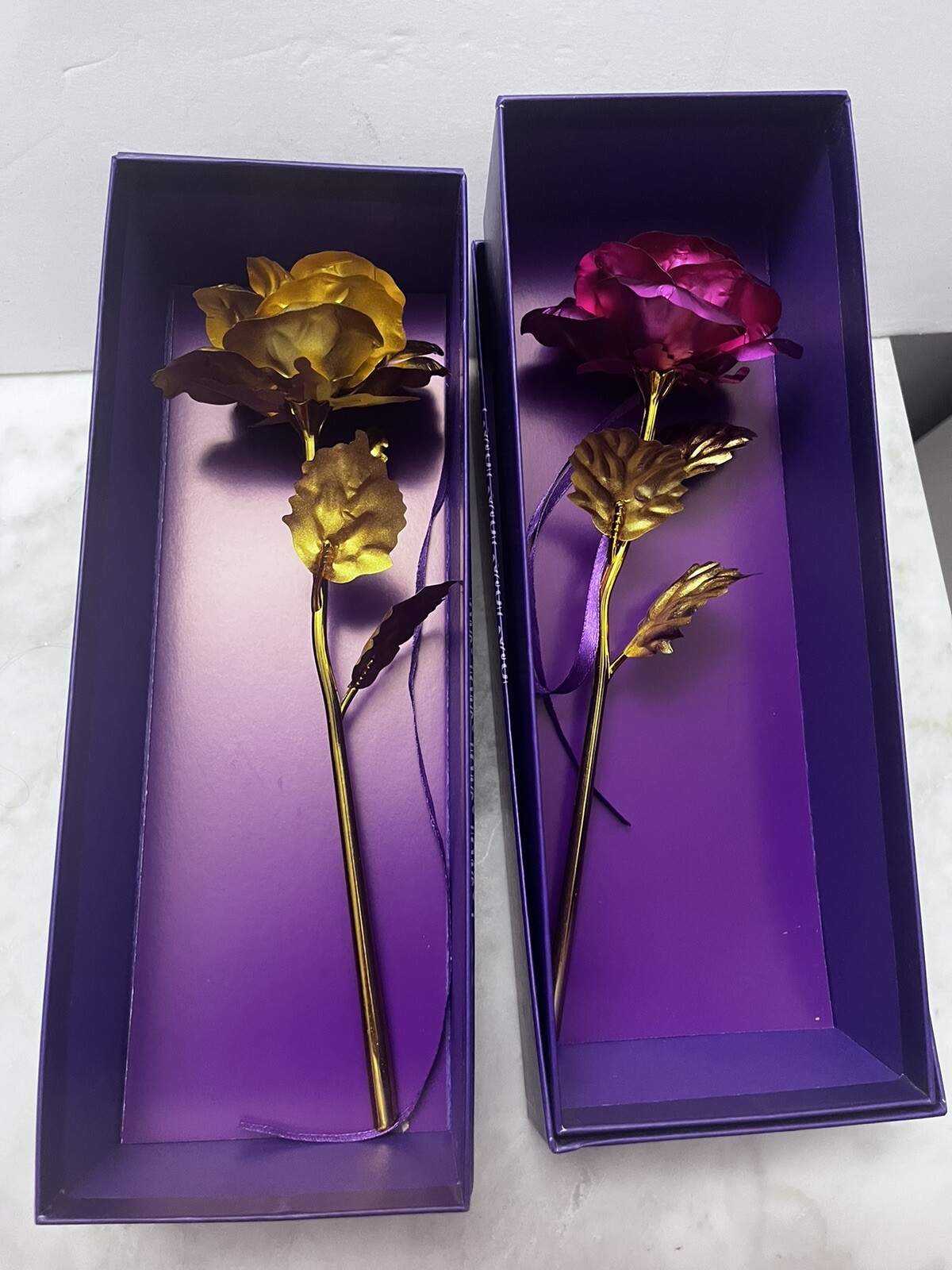 24K Golden Rose FlowerDipped in Gold with Gift Box Purple Eternal Rose
