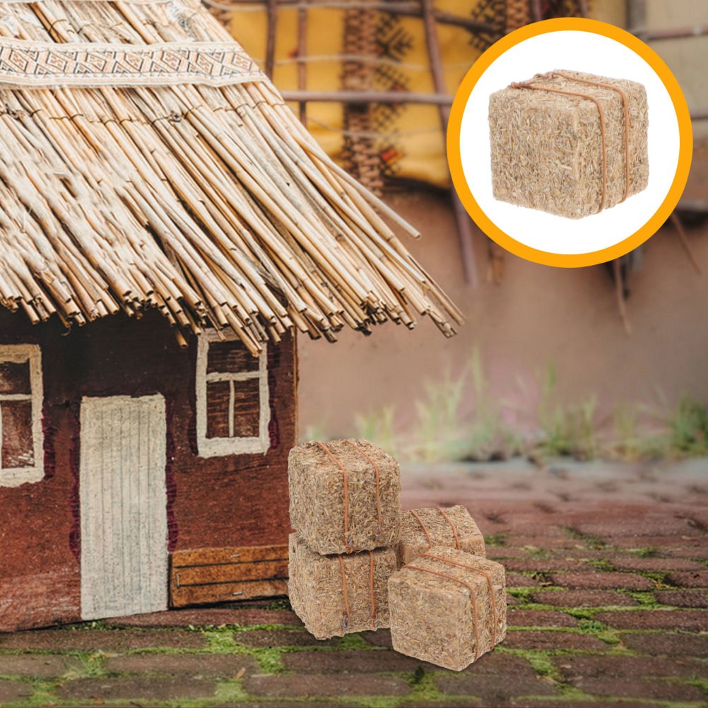 8 PCS Tabletop Straw Hay Farm Stack Models DIY Accessories Haystack Bales