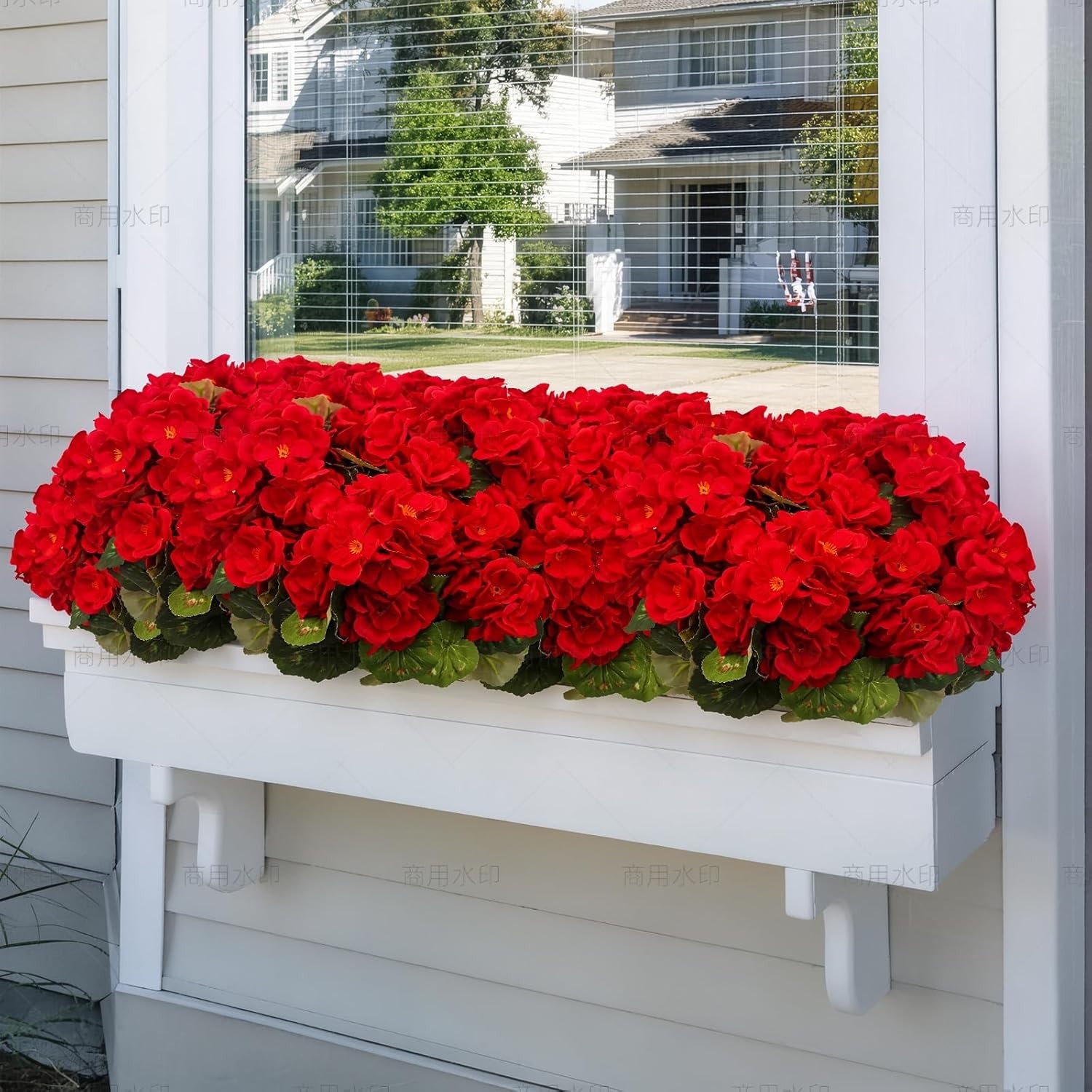 8pc Red Geranium Artificial Outdoor