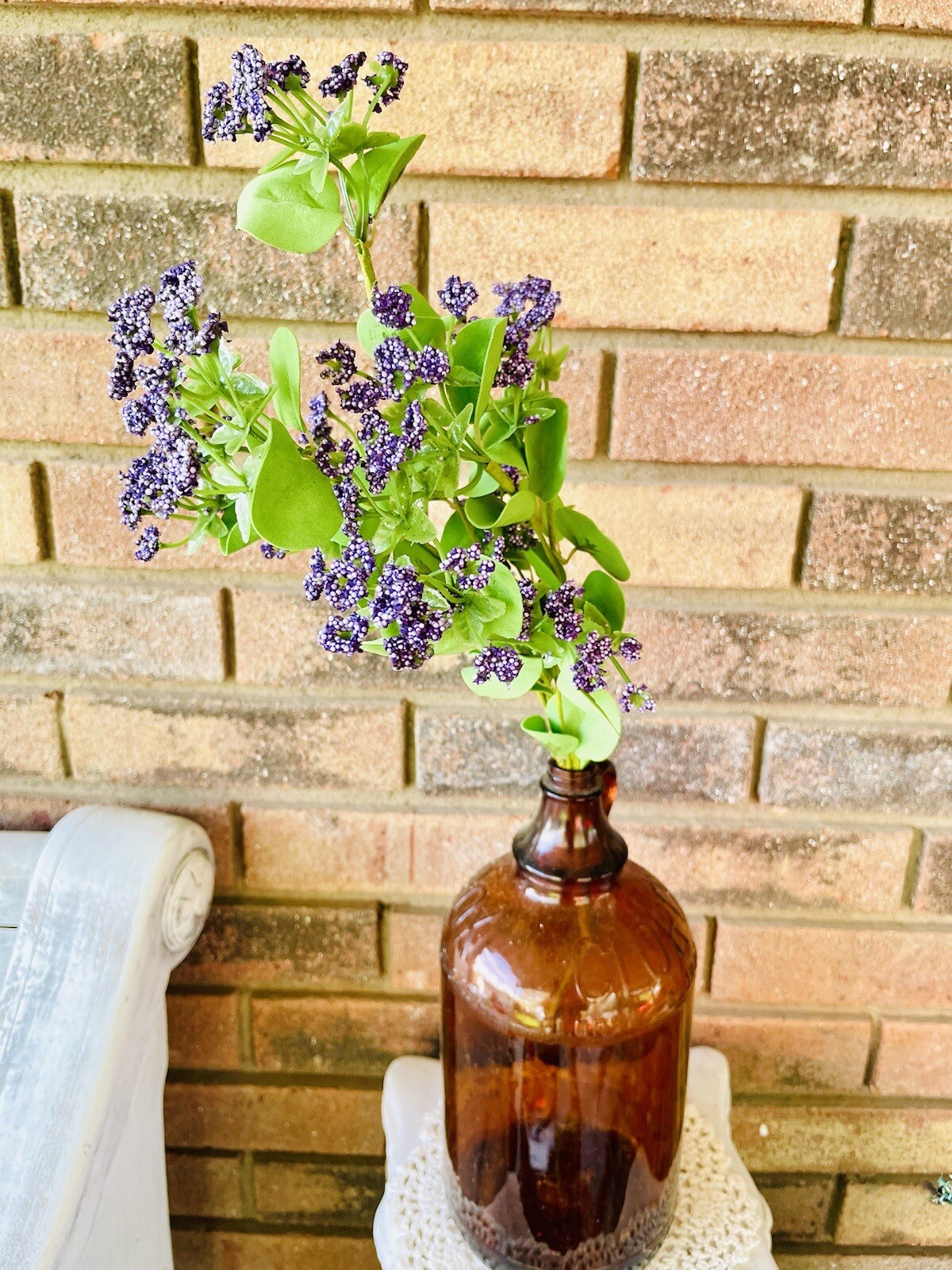 Queen Ann’s Lace Spray, Purple Faux Florals New One Spray