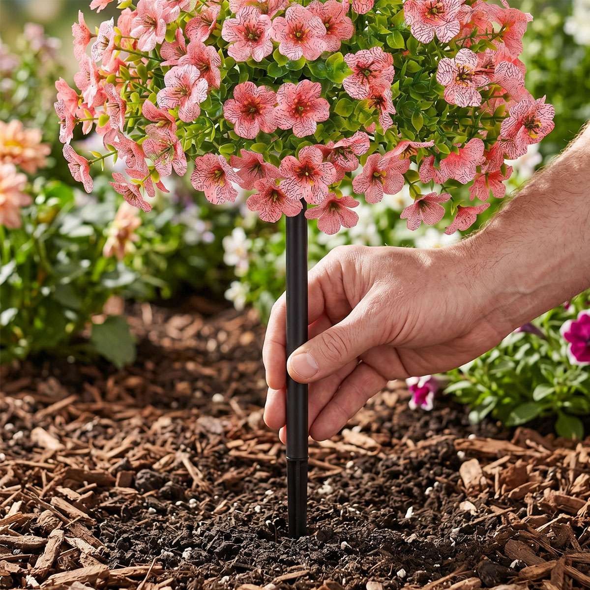 Artificial Violet Flowers Fake Plants with Ground Spike Garden Patio Yard Decor