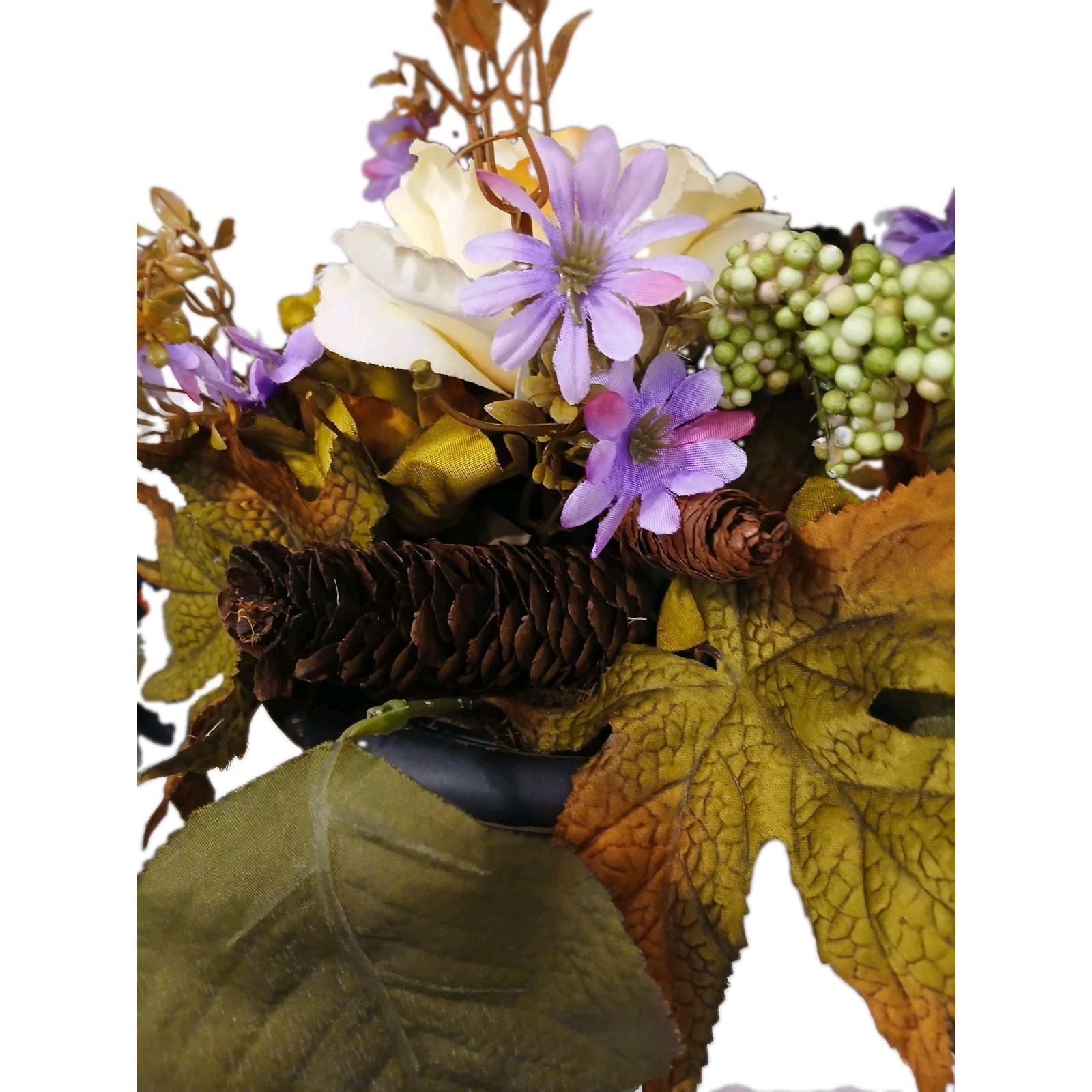 English Yellow Rose Autumn Floral Arrangement Dark Academia Bouquet Ceramic Vase