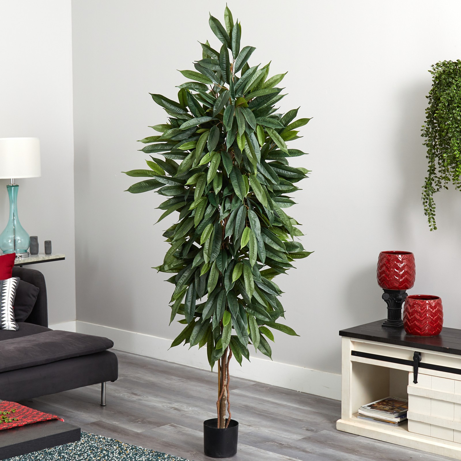 Nearly Natural 6.5ft Mango Artificial Tree in Green