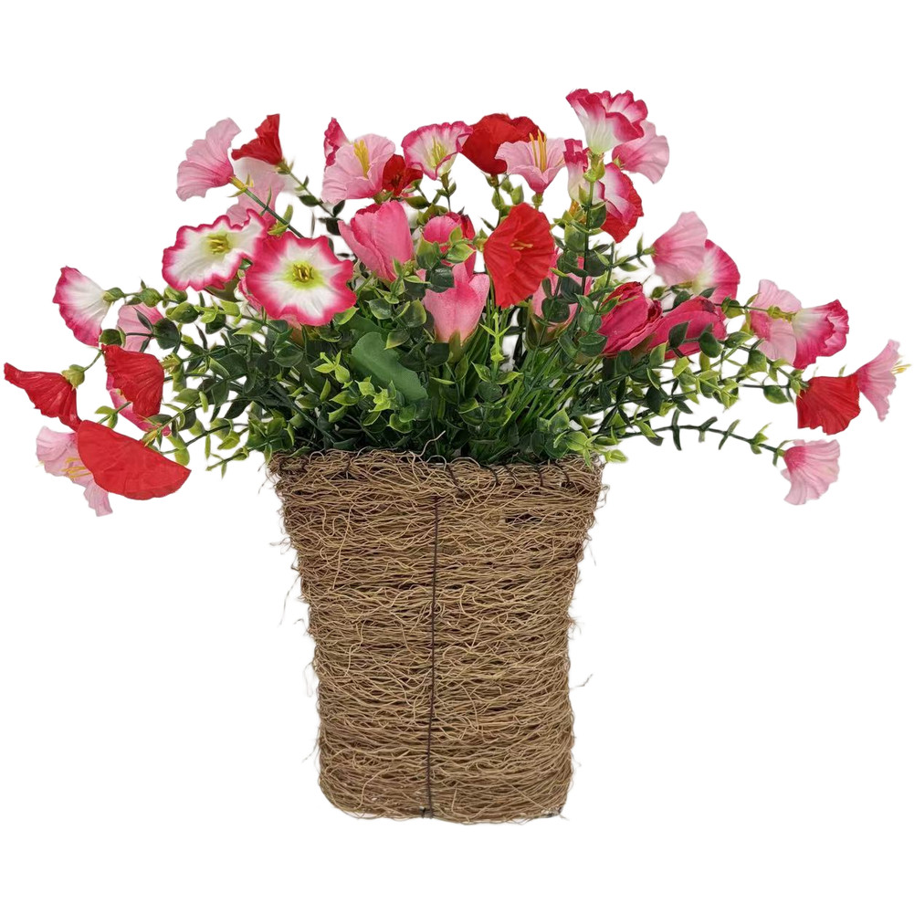 pink plastic morning glory wreath 35cm artificial flower basket for home decor