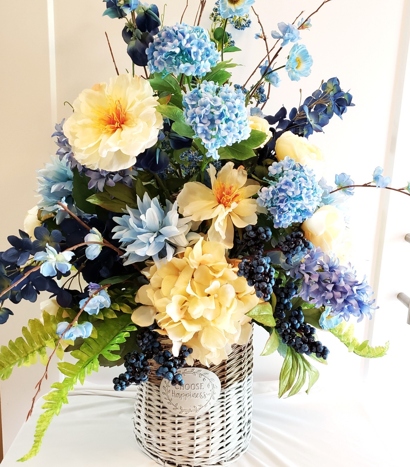Extra Large Spring Floral Arrangement, 33 Inch Tall Arrangement, Sunroom Decor