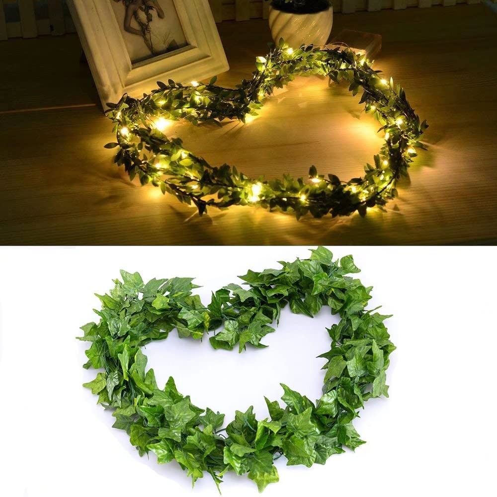 168 FT Artificial Ivy Garlands with 400 /132FT String Light Fake Vines for Be…