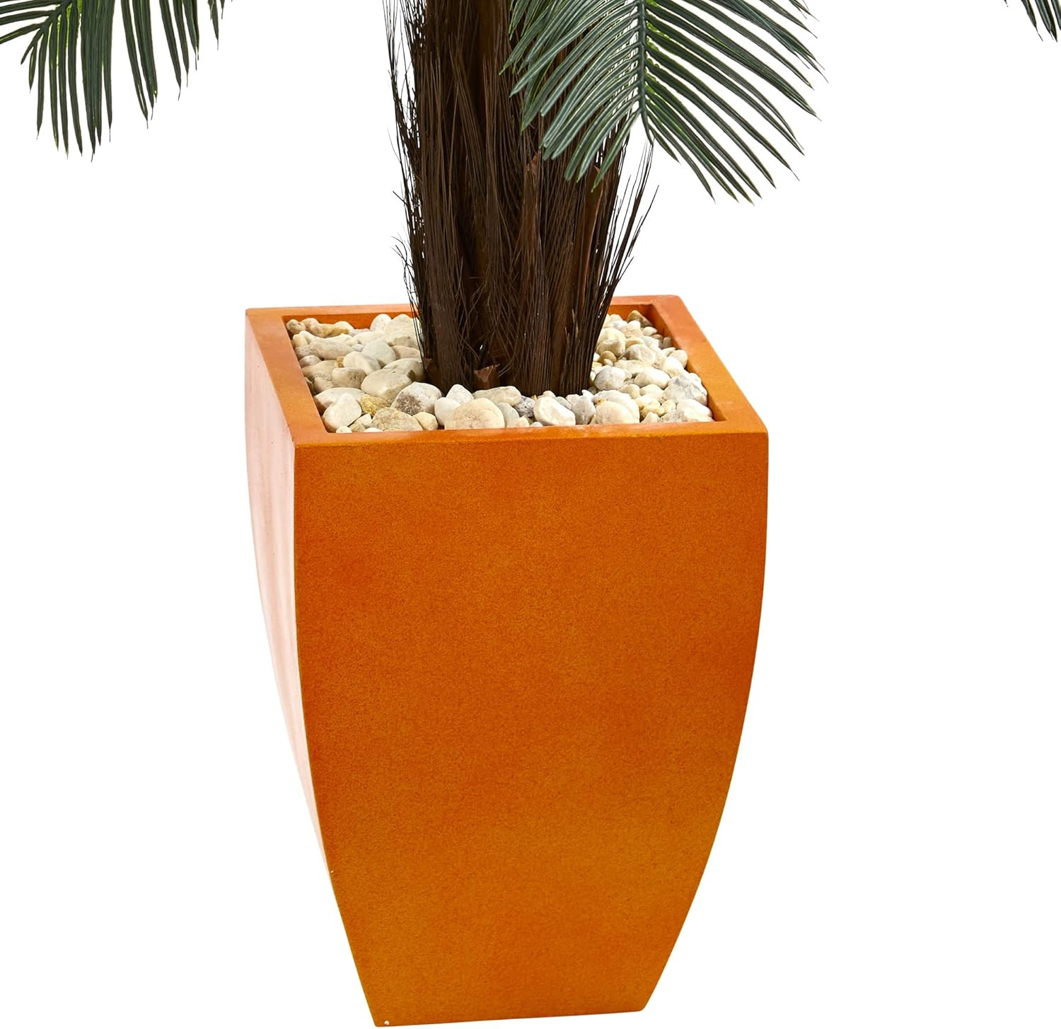 4.5Ft UV Resistant Cycas Artificial Tree in Stylish Orange Planter