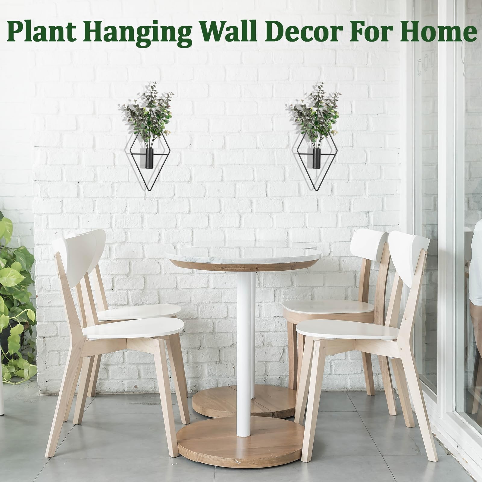 2Pcs Hanging Planters with Artificial Eucalyptus Metal Hanging Vase,Indoor Pl…