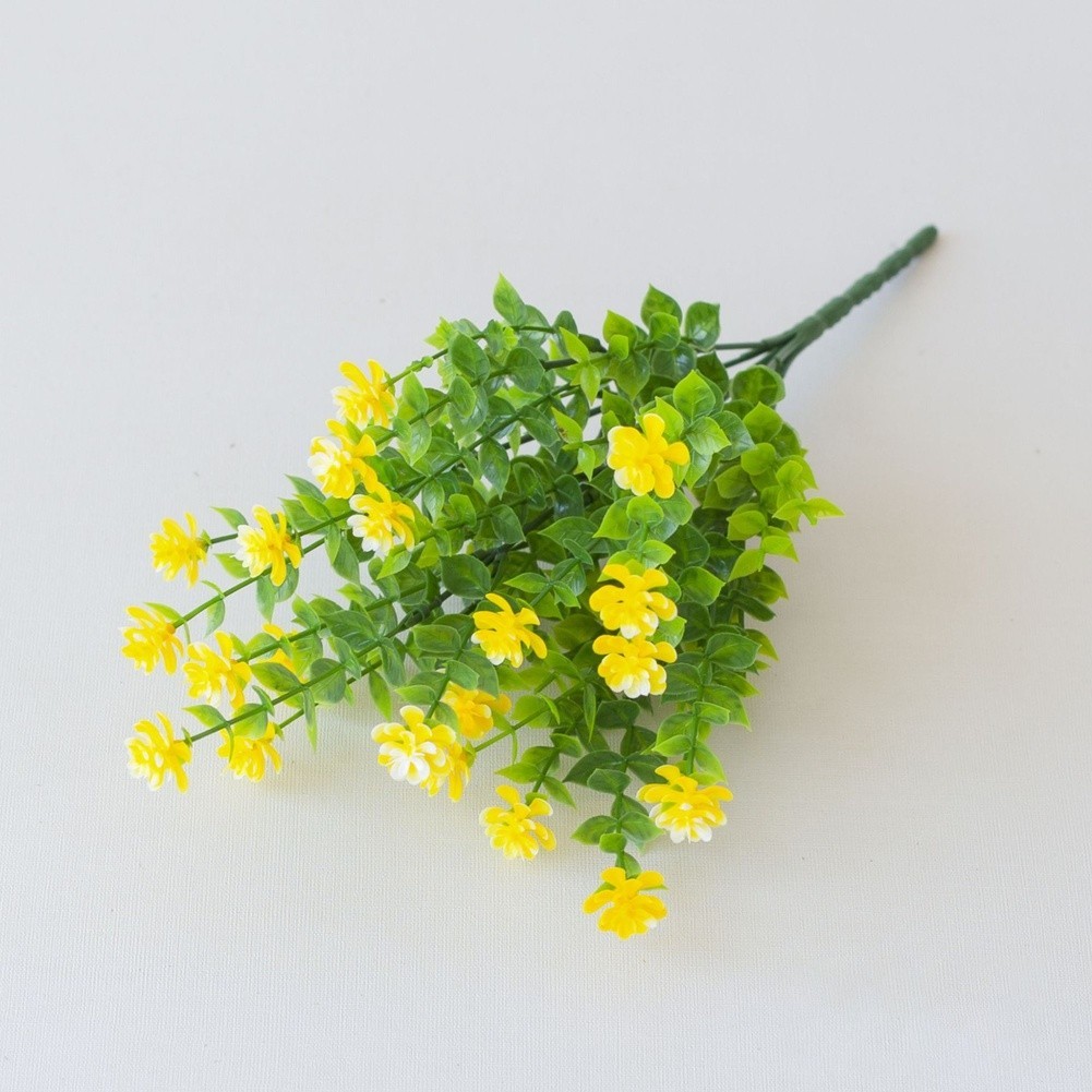 Realistic Artificial Tea Flower with Eucalyptus Leaves 36cm Plastic Plant