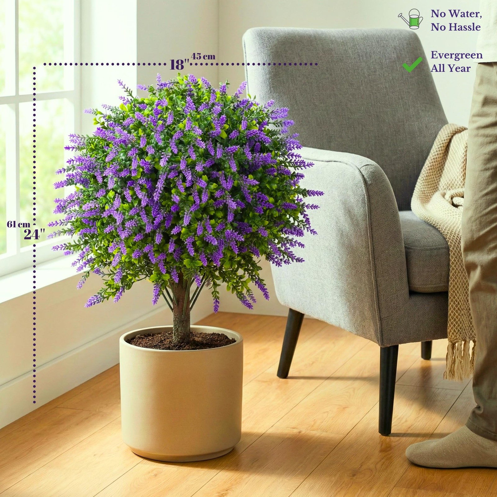 Artificial Boxwood Topiary Balls with Lavender – 24″ Set of 2 Faux Shrub Bush…