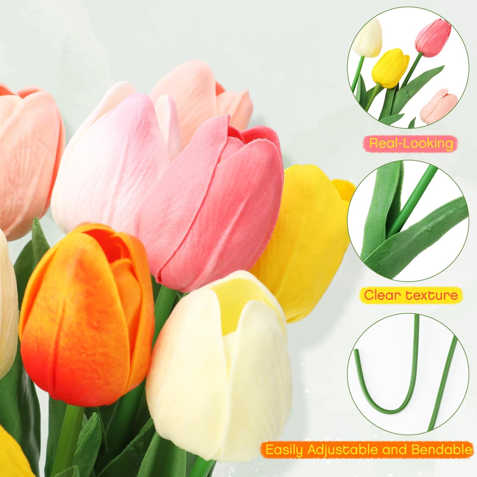 12 Pack 6 Colors 5 ft Artificial Tulips Hanging Flower Garland Decorations Sp…