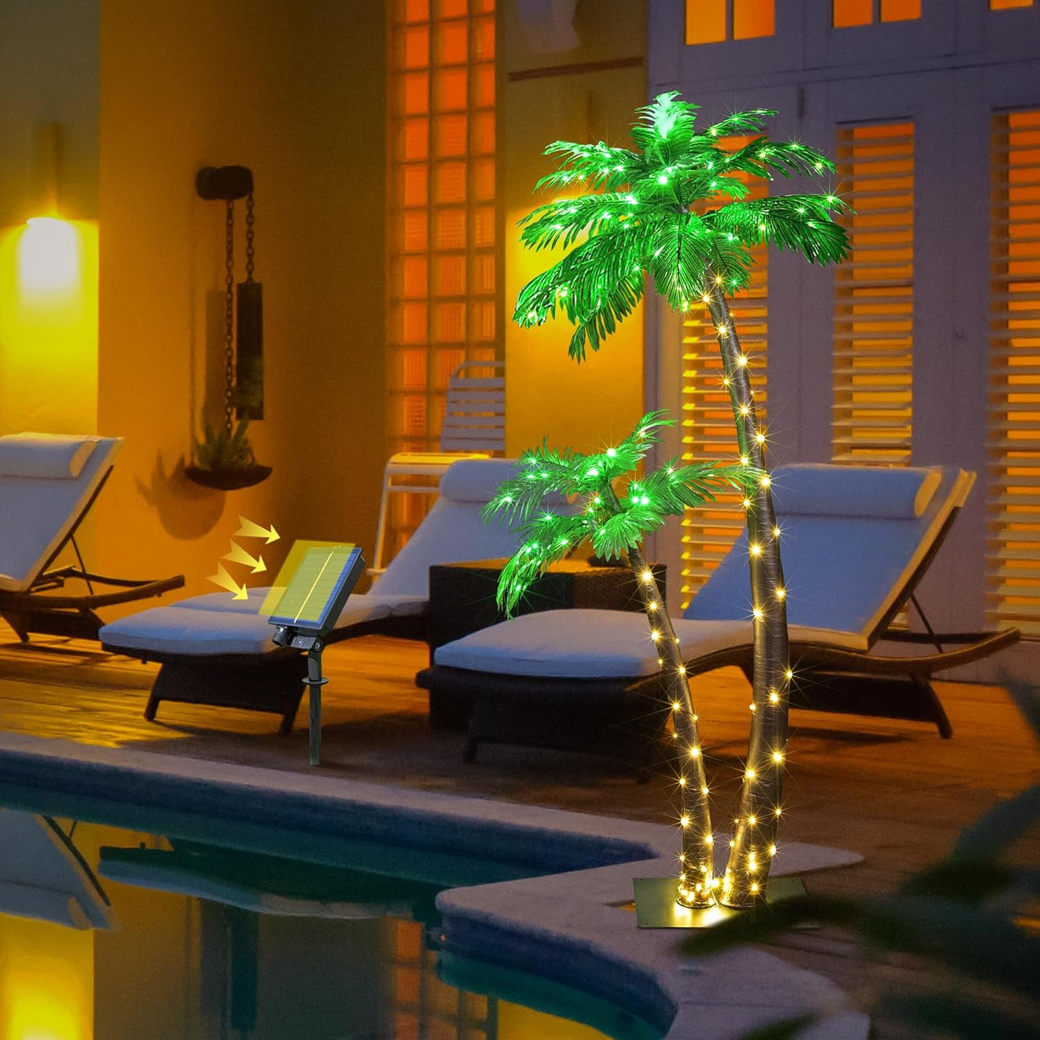 Gorgeous Artificial Lighted Solar Palm Tree 4FT&6FT Office Decor, 184LED for out
