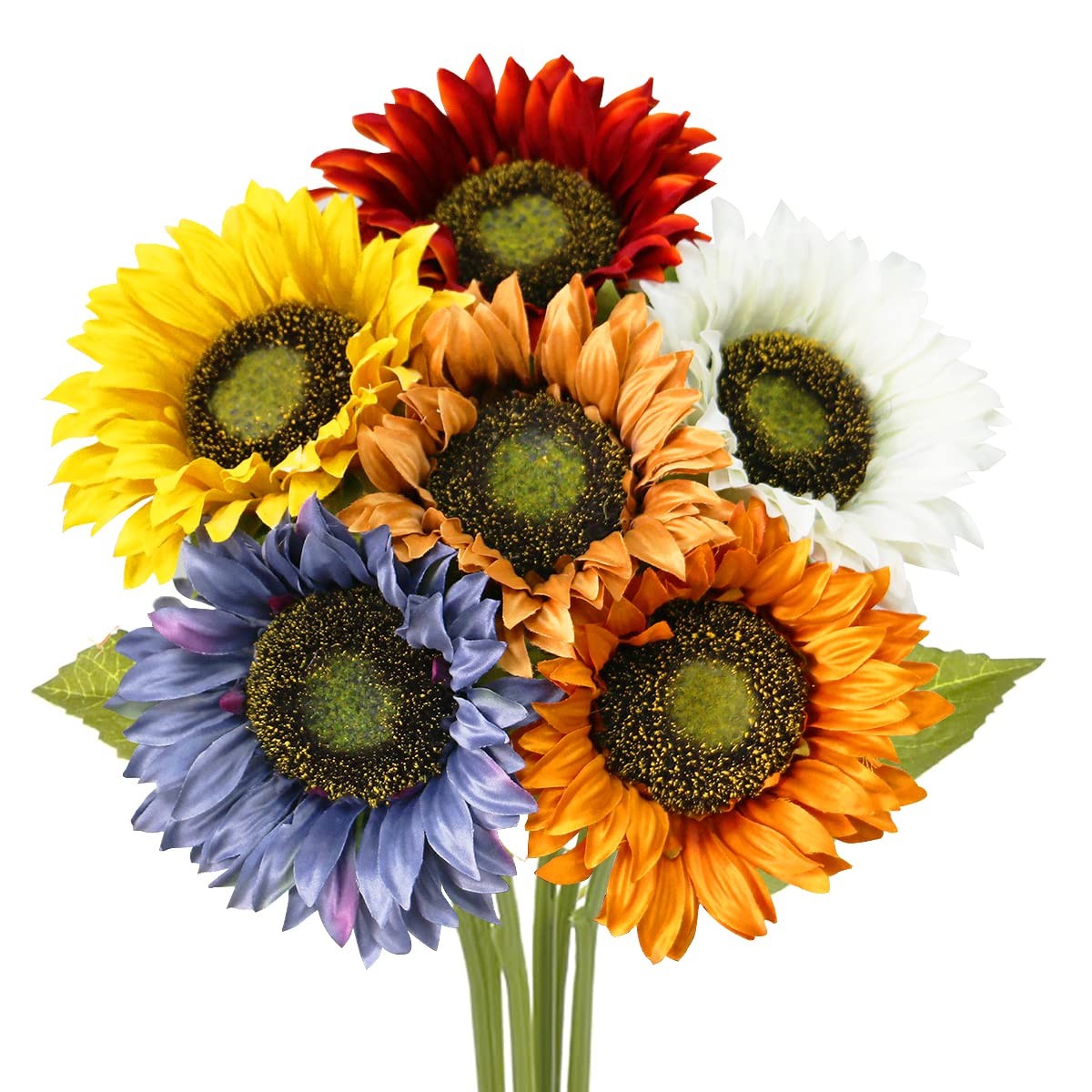 Long Stem Artificial Sunflower for Tall Vase, Silk Fake Fall Sunflowers for H…