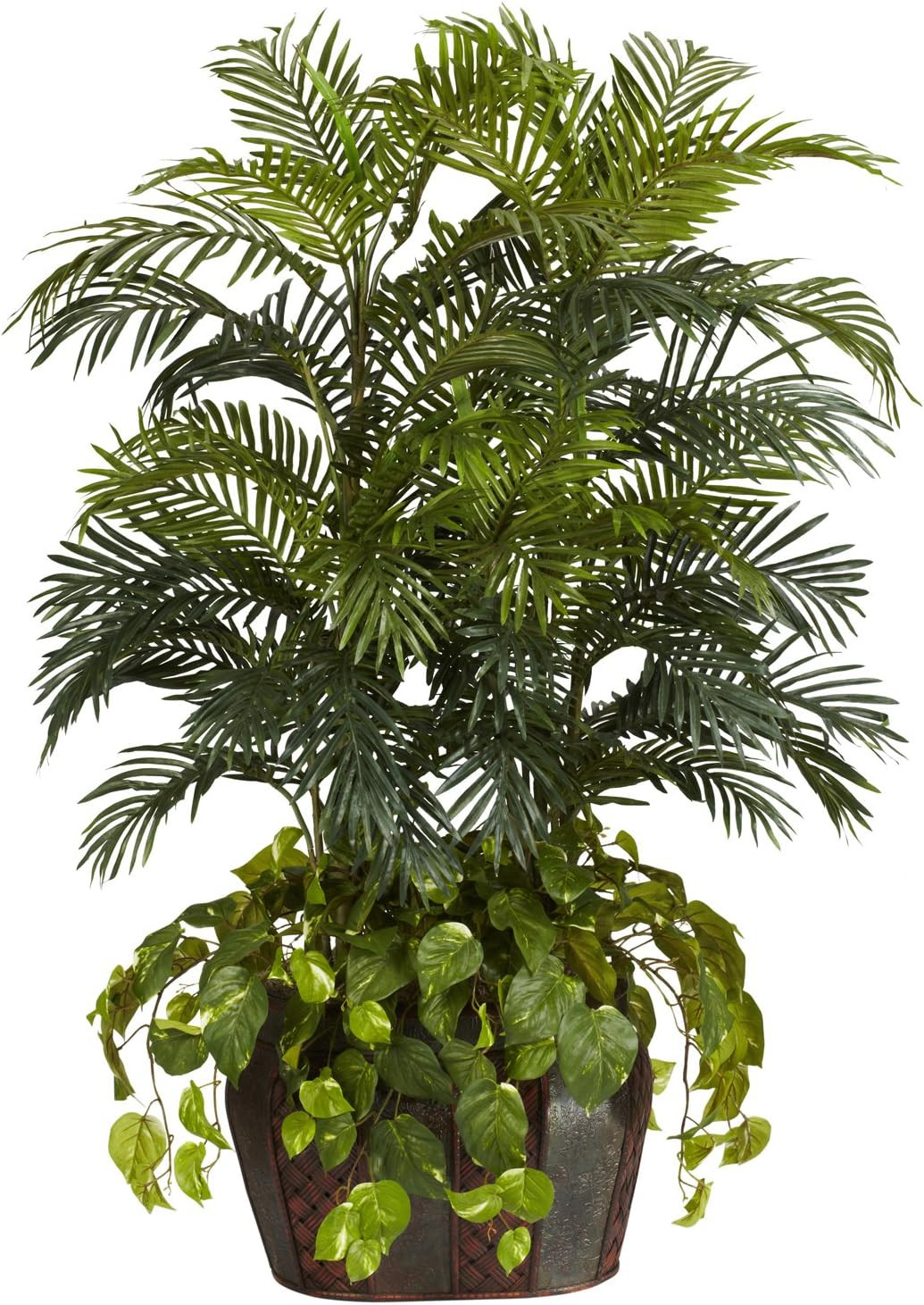 4.5Ft Double Areca Palm & Pothos Silk Plant in Elegant Vase