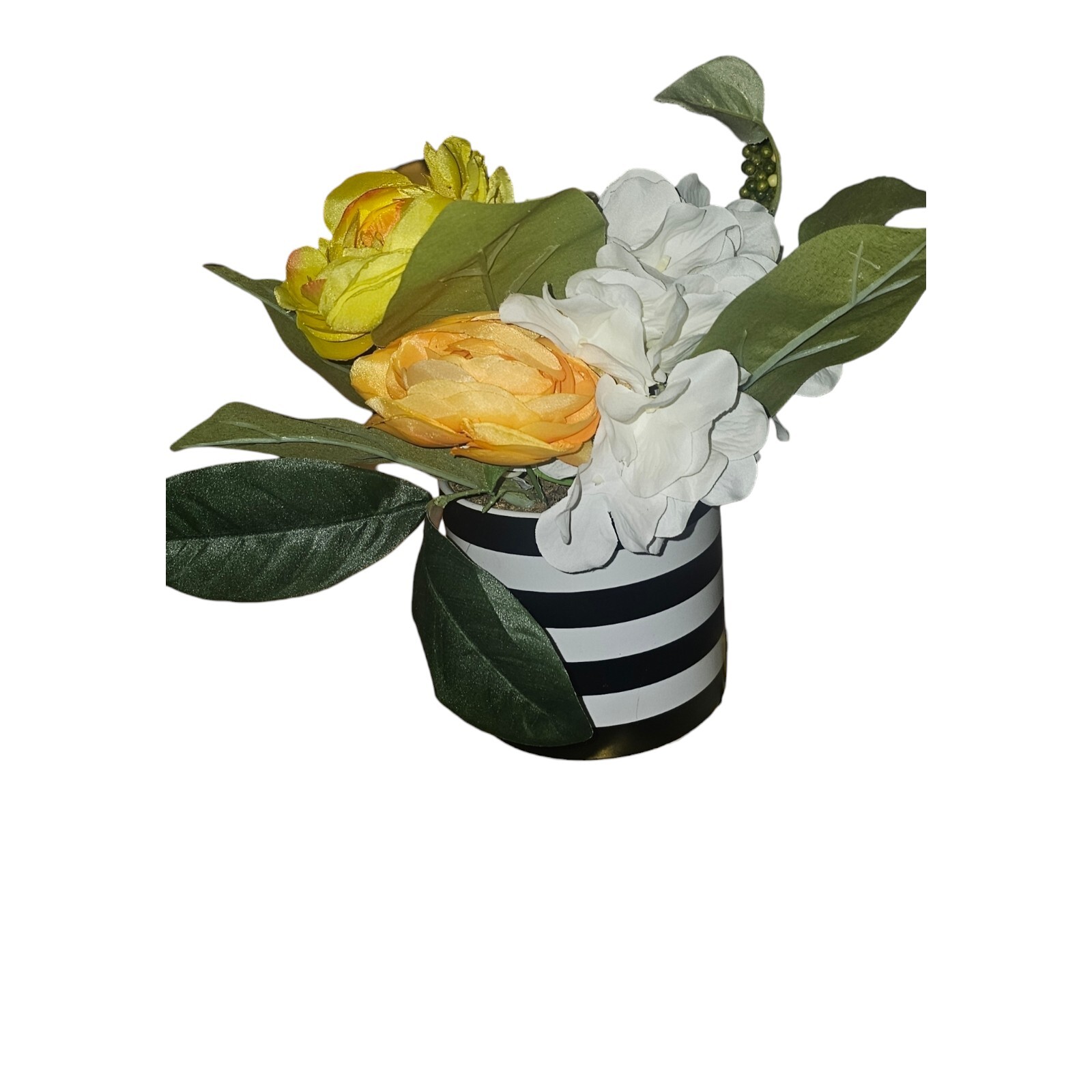 Gorgeous Yellow And White Artificial Floral Arrangement In Black and White…