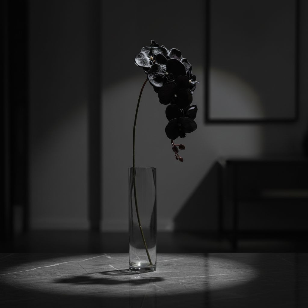 Black Orchid Stem Faux Flower Long Stem Floral 38 Inch Artificial Orchid Bloom T