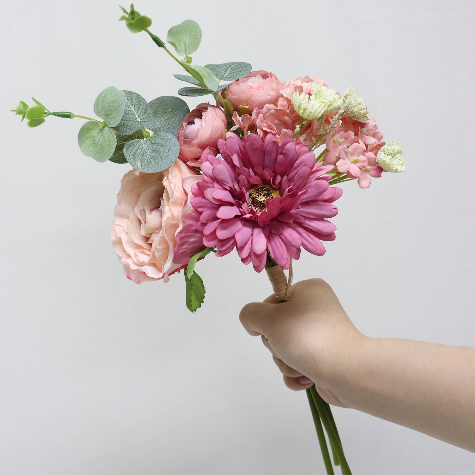4 PCS Mixed Pink Artificial Peonies Bouquets Fake Flower Wedding Bride Spring