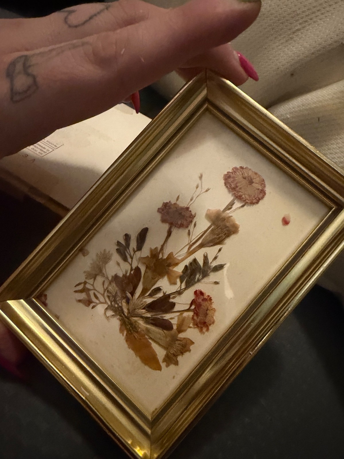 Set 3 Vintage Reichlin Switzerland Dried Flower Arrangements Gold Picture Frame