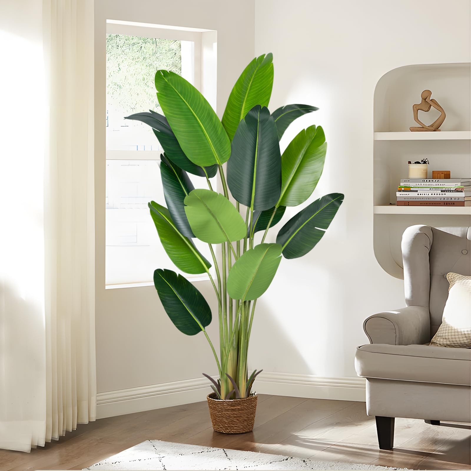 Artificial Bird of Paradise Plant,6Ft Faux Banana Tree 2Pack