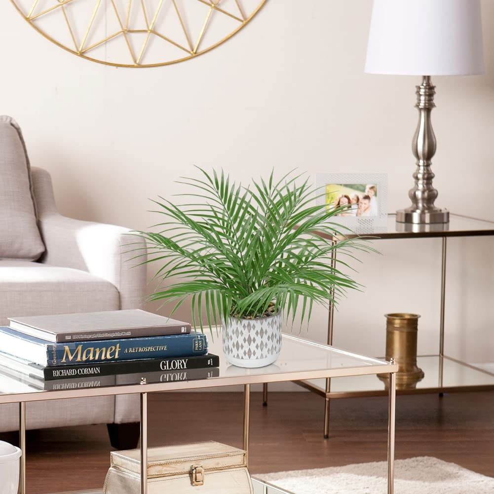 Hollyone Large Artificial Potted Plants Fake Palm Plants 16 Faux Green Plant Pla