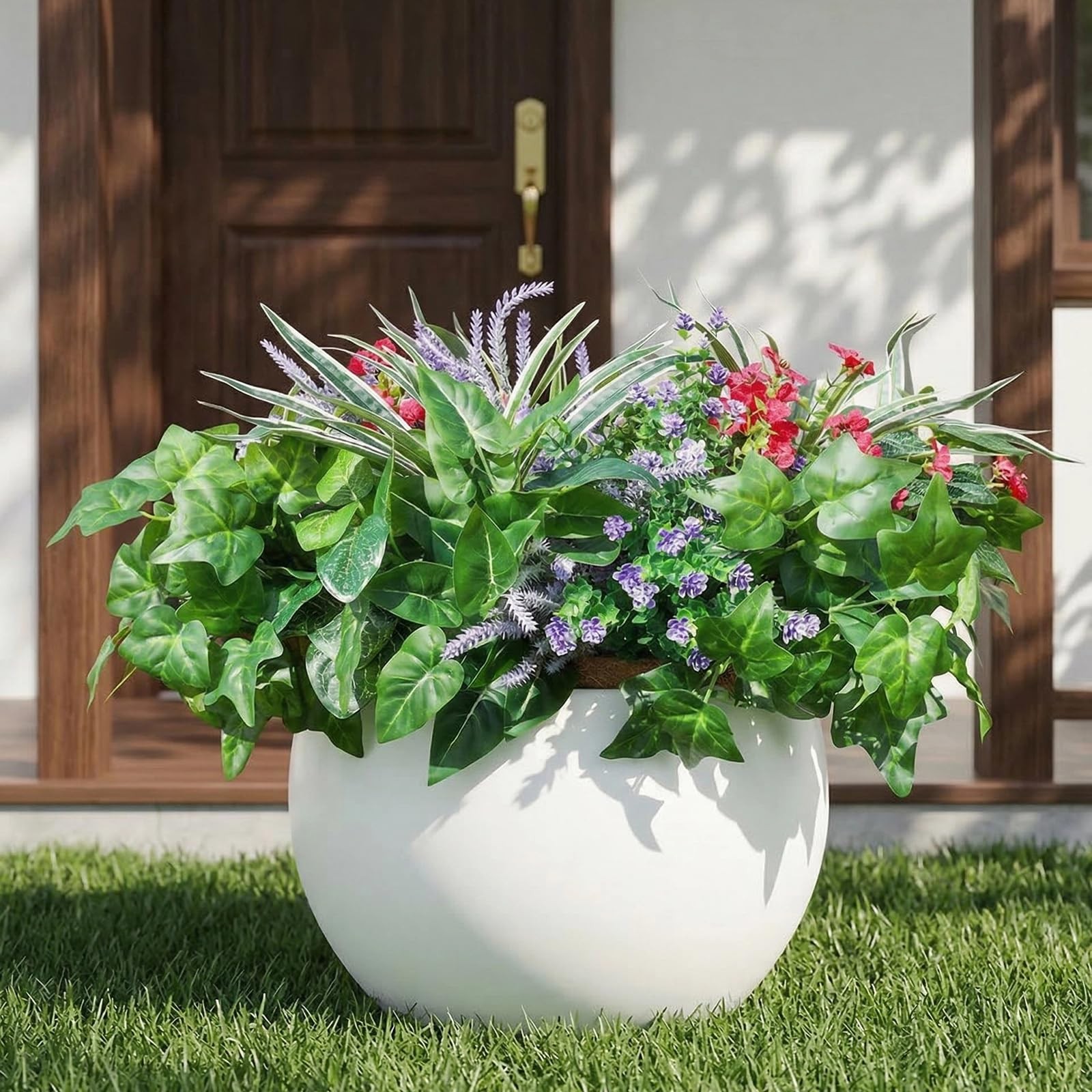 16 Bundles Artificial Plants for Outdoors, Realistic Faux Bushes Mixed Fake P…