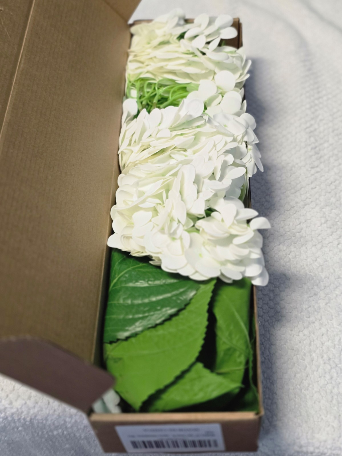 5 pcs Real Touch White Hydrangea Artificial Flowers Long Stem Faux Bouquet Bulk