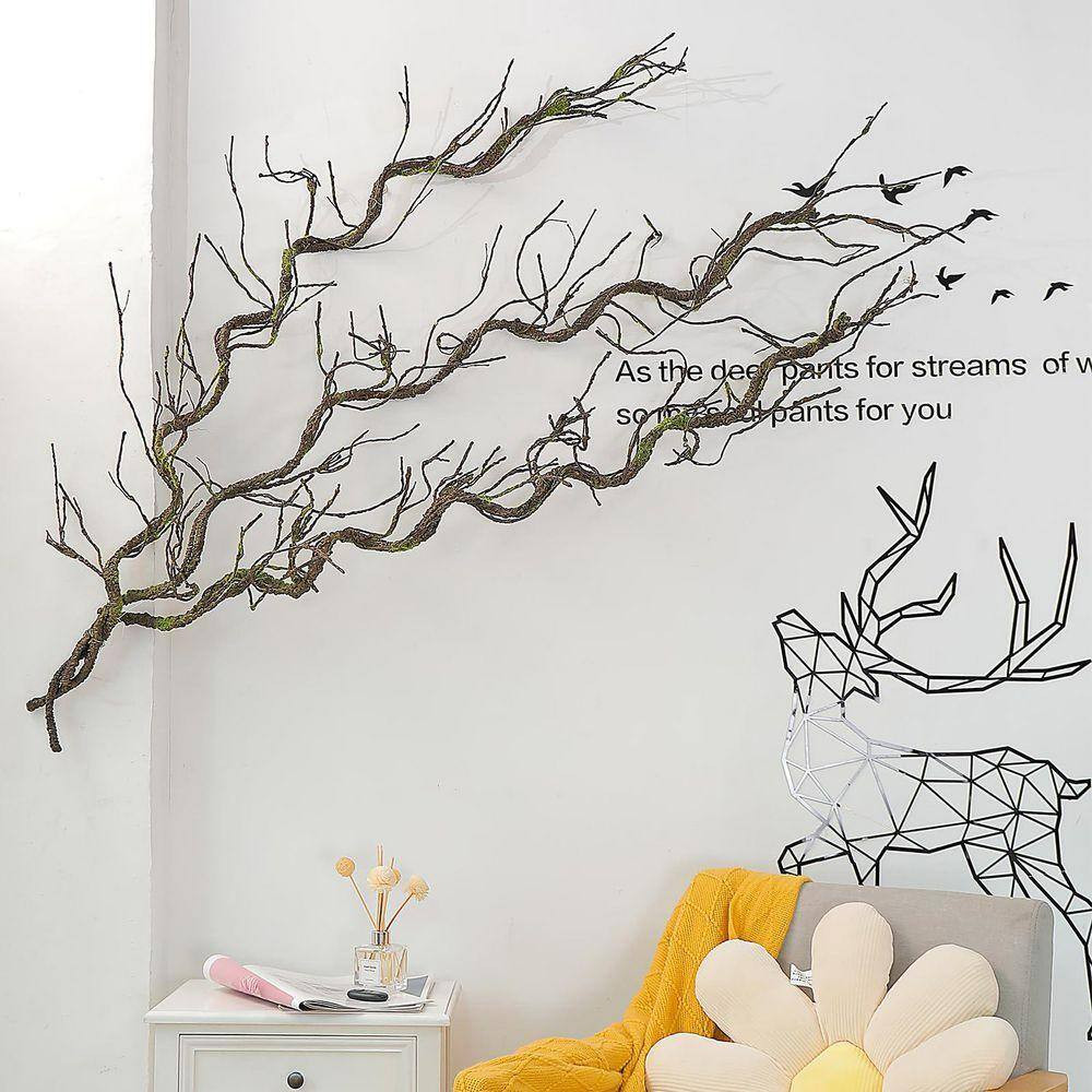 0.8 In. Brown Artificial Vine with Moss Flexible Lifelike Plant Twig for Indoor