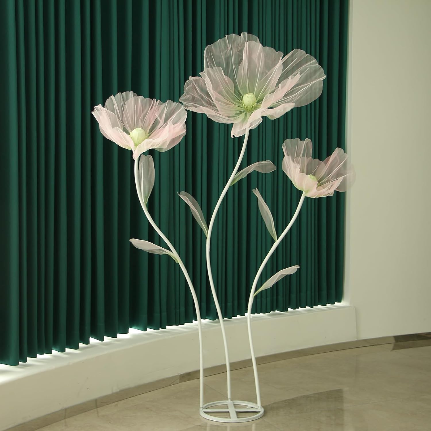 Giant Silk Flowers for Wedding Reception Decor – Green & Pink 5.6 Ft