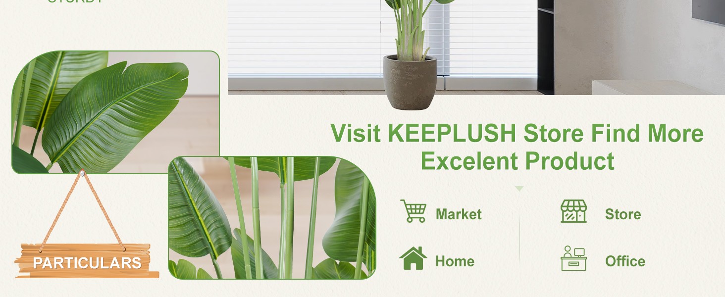 Lifelike Bird of Paradise Artificial Plant,6ft Faux Banana Leaf Tree with 13
