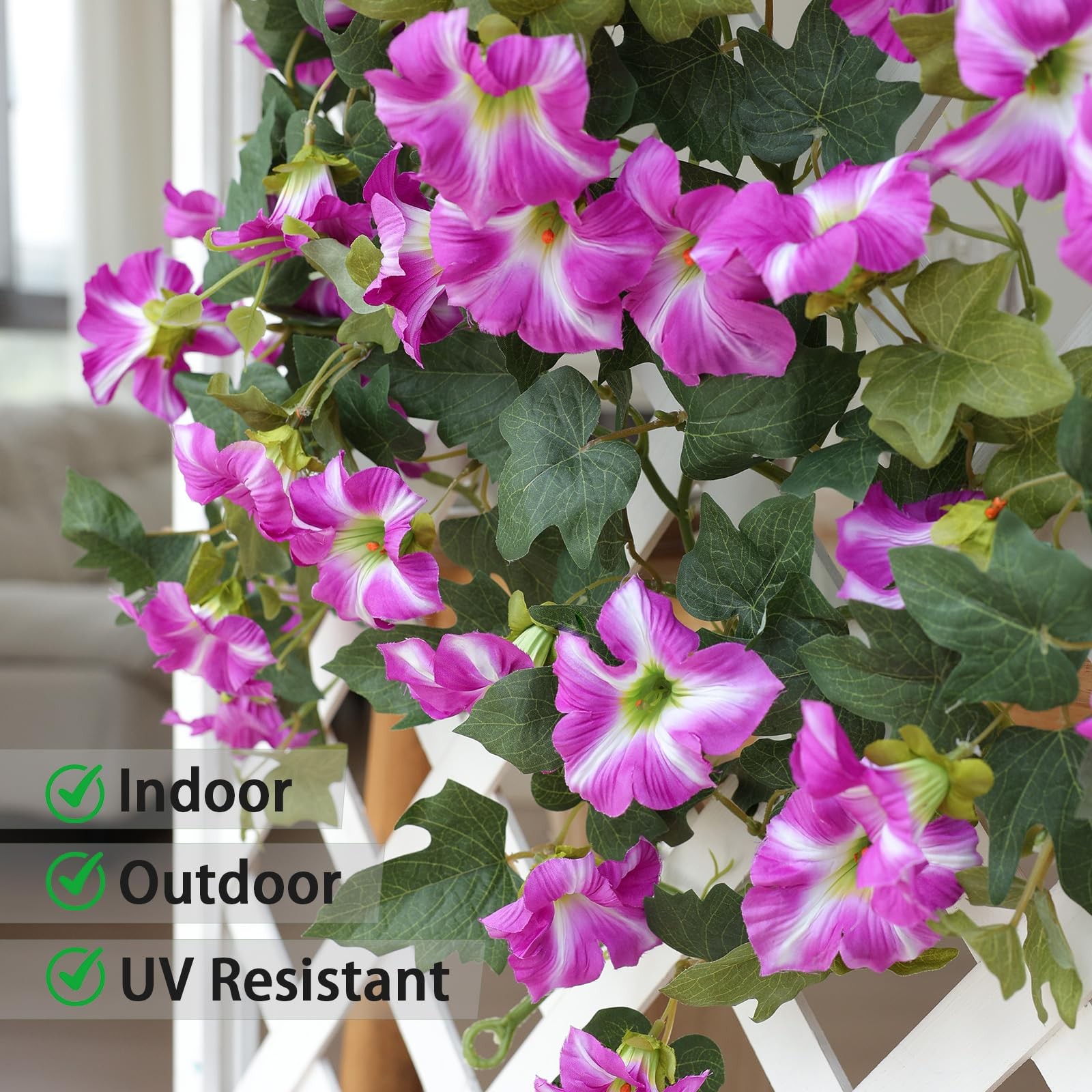 Artificial Petunias Flower Vines Garland 6 Feet Purple Faux Morning Glory Sil…
