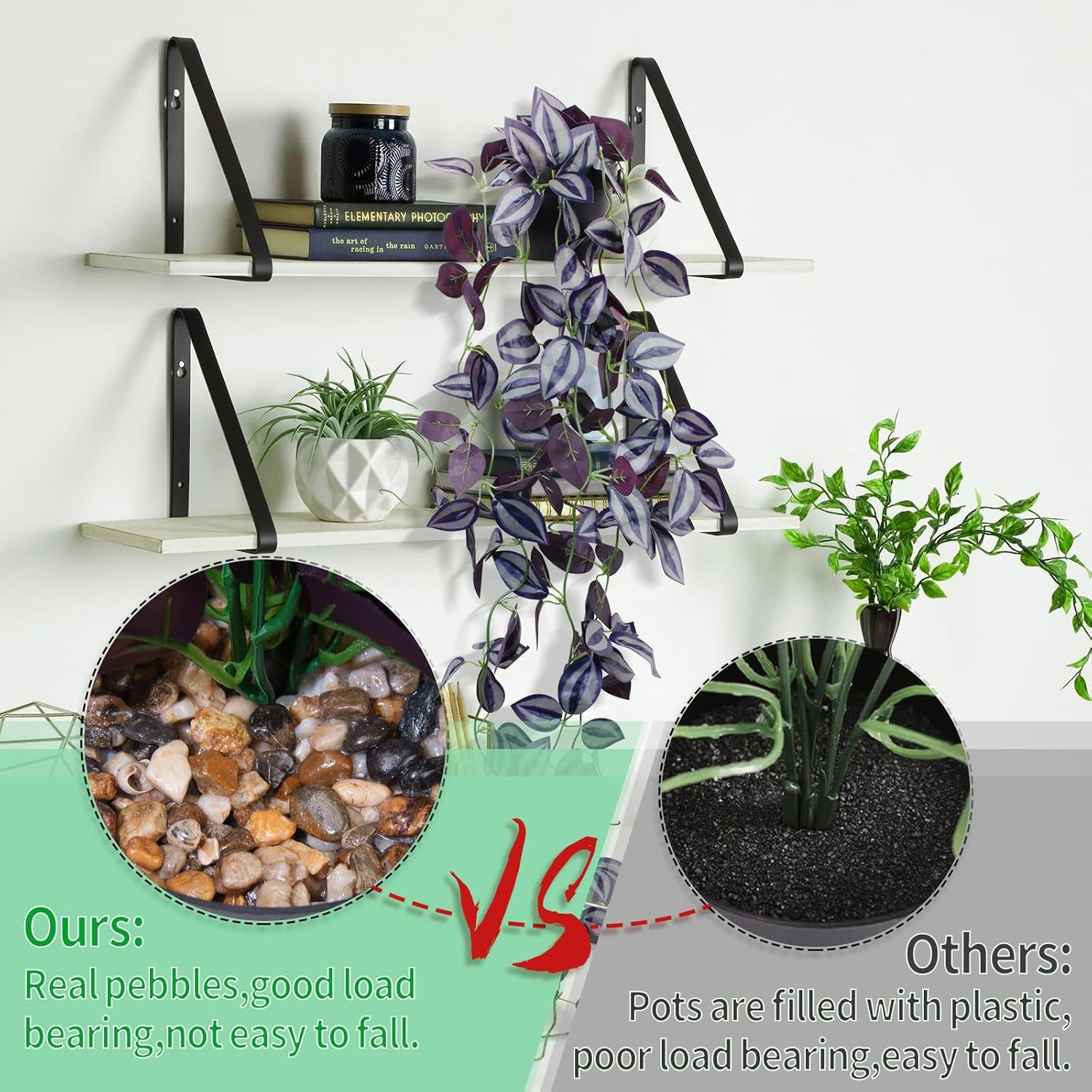 Small Fake Hanging Purple Eyebrow Leaf Plant Artificial Potted Plants Indoor 39-