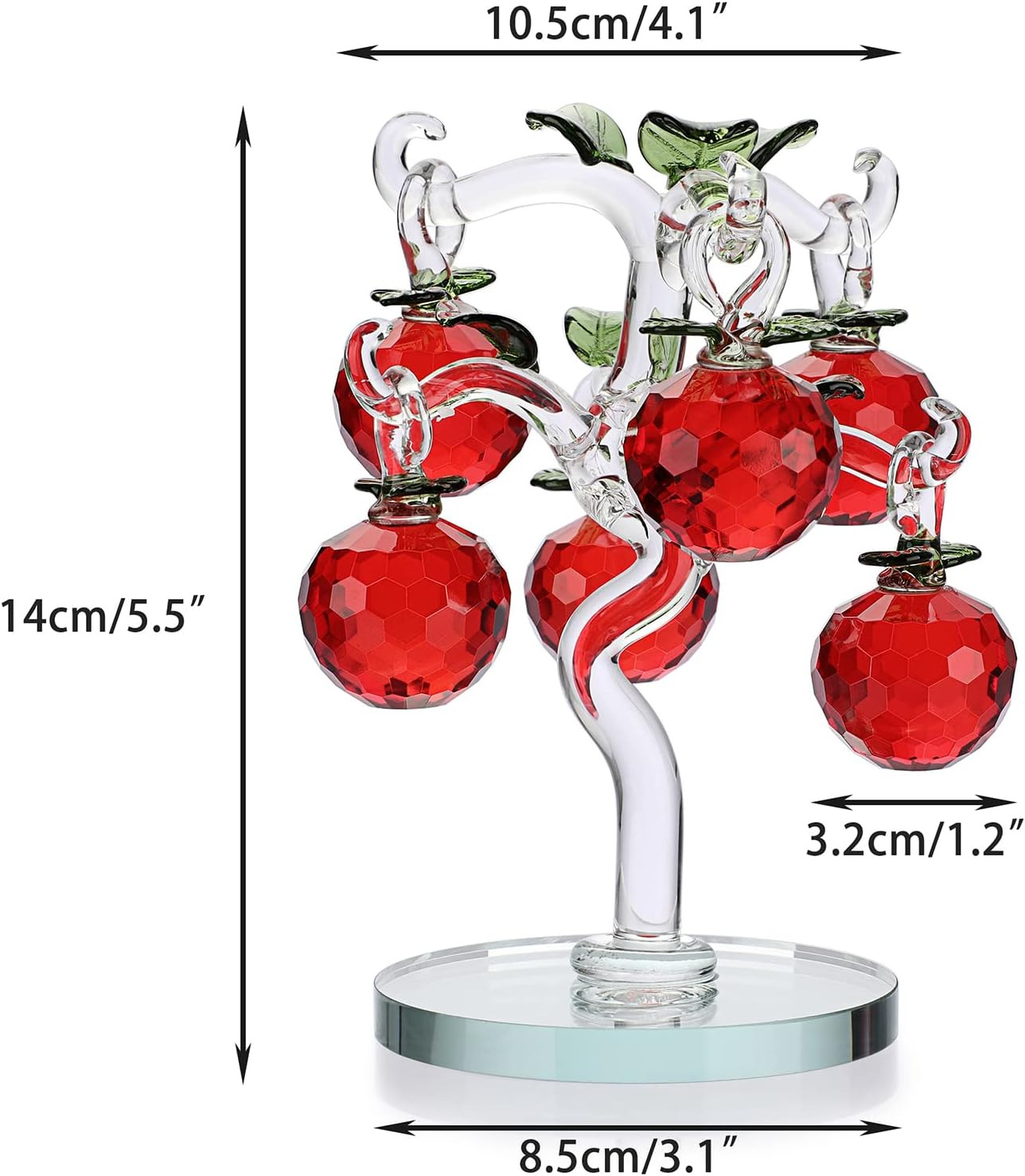 Crystal Red Apple Tree Ornament Decorative Artificial Apple Tree Figurine Collec