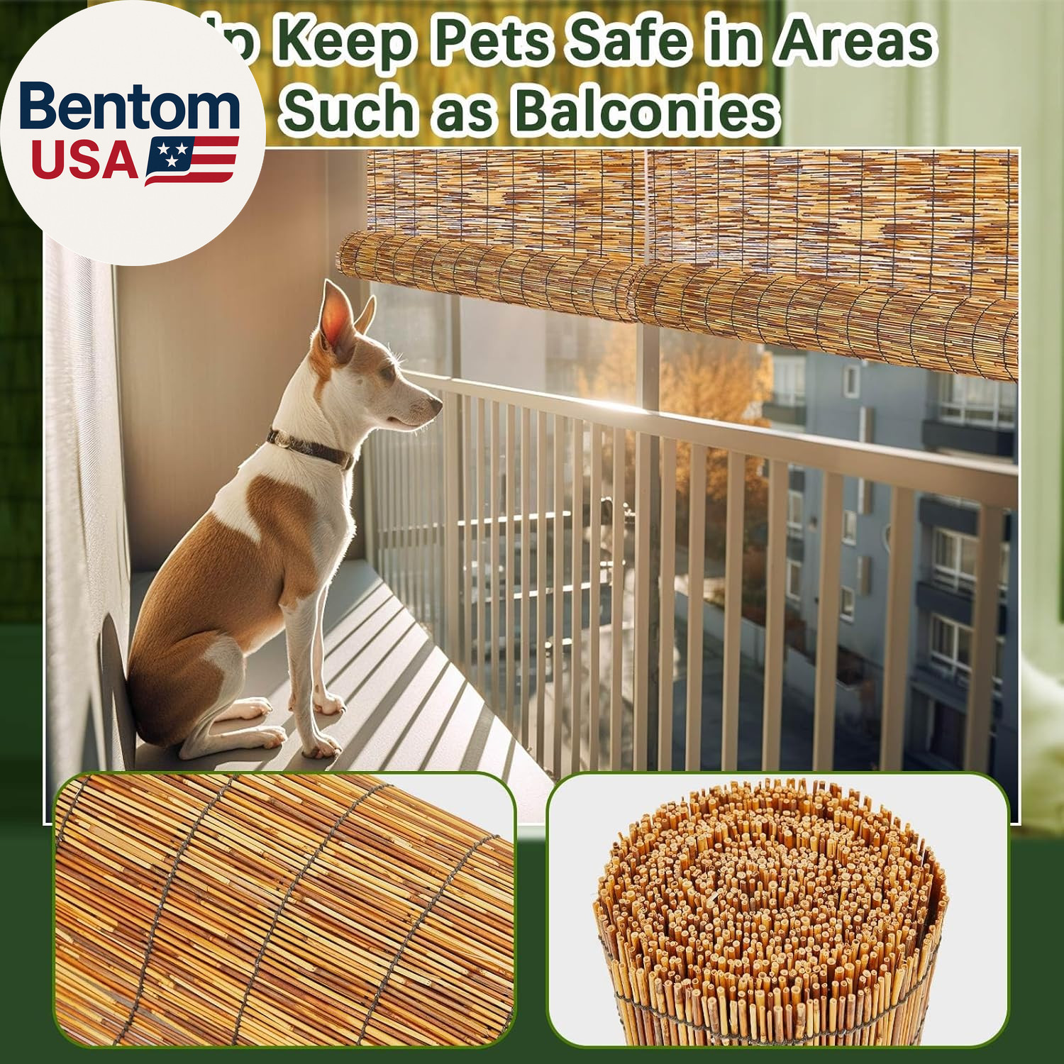 3 Pcs 4 X 16.4 Ft Reed Fence Roll, 85% Shade Bamboo Privacy Screen, Natural Deco
